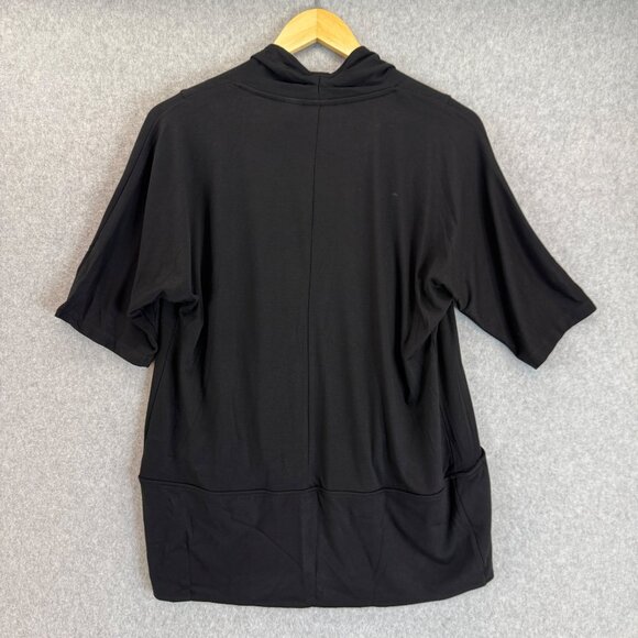 Zenergy by‎ Chicos Size 0 Black Short Sleeve Cardigan Classic Office Open Front - Picture 6 of 11